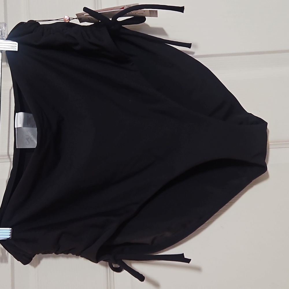 CALIA High Waisted Ruched Side Tie Swim Bottoms: BLACK: NEW WITH TAGS: SZ XXL